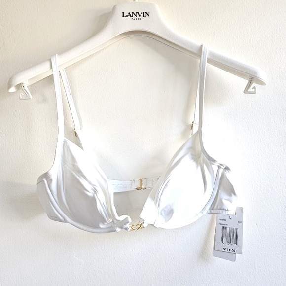 New L*SPACE Stardust White Swim Bikini Top NWT Large - Picture 6 of 9
